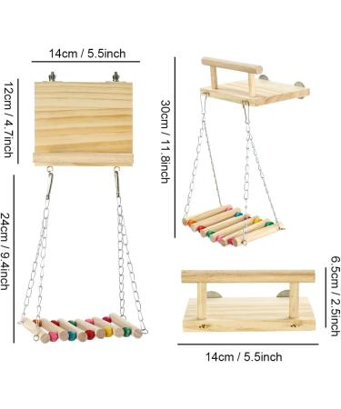 Bird Perches Cage Toys Parrot Wooden Platform Exercise Stands with Wood Swing Ferris Wheel Chewing for for Parakeet Conure Cockatiel Budgies Hummingbird (Style C) - Buy Online on SooperMarket.com