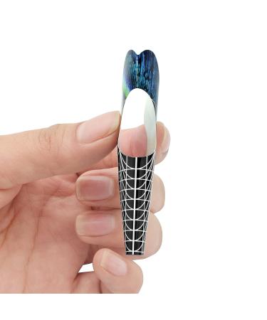 100pcs Pro Almond Stiletto Tips Nail Form Leopard Tiger Giraffe Pattern | C Curve Acrylic UV Gel Nails Builder False Nail Extension Guide Stickers - Peacock Pattern - Buy Online on SooperMarket.com