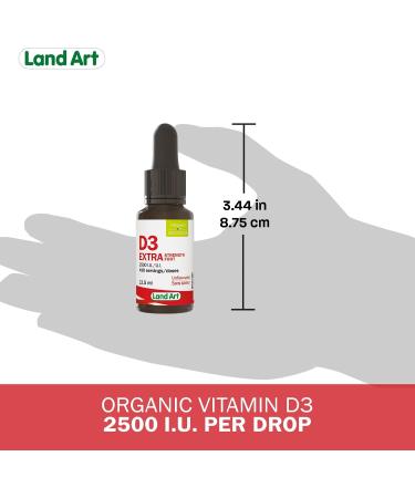 Certified Organic Vitamin D3 (490 Drops/Servings) - Extra Strength - 2500 IU Per Drop - Immune System Support - GMO Free - Gluten Free - Made in Canada (13.5ml) 13.5 ml (Pack of 1) - Buy Online on SooperMarket.com