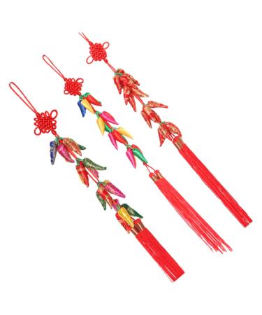 PRETYZOOM Colorful Decor Chinese New Year Chili Pendant Home Decor Red Decor Wedding Celebration Decor Tassel Fake Chili Red 50x8x1cm