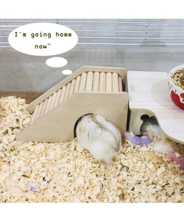 Eyksta Wooden Hamster House with Stairs - Cozy Hideout & Ladder Toy for Hamsters (17x8.5x9) - Ideal Hamster Accessories - Buy Online on SooperMarket.com