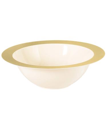 Amscan 430596 Party Supplies Bowl w/Gold Rim Catering Container Cream 3.75 qt. White