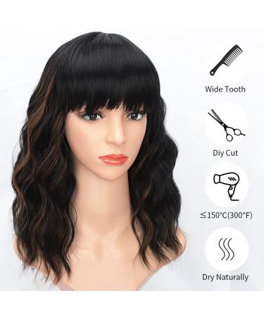 Colorfulpanda Short Black & Brown Wigs for Women - 14 Inch Synthetic Hair Ponytail for Party & Cosplay - Buy Online on SooperMarket.com