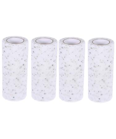 KALLORY 4 Rolls Mesh Roll Decor Gauze Tutu Fabric Tulle Spool Diy Clothes Supply Rhinestones Cloth Cap