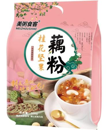 Osmanthus Nut Lotus Root Starch Soup Instant Brewed Meal Replacement Porridge Brewed Nut Lotus Root Starch Soup Nutritious and Healthy Breakfast (2 Bags) 1 count (Pack of 1)