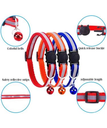 Closer 12 Pcs Reflective Collars Quick Release Safety Buckle with Bell Adjustable 19-32cm (12 Colors) - Buy Online on SooperMarket.com