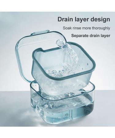 Three Layers Denture Box with Strainer Denture Box for Soaking Dentures and Storage Mouthguards Clear Dentures Braces Case for Daily Travel Cleaning(Blue) - Buy Online on SooperMarket.com