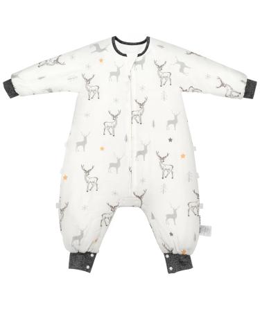 ZIGJOY Baby Sleeping Bag with Legs 2.0 TOG Baby Sleeping Bag Soft Bamboo Cotton Baby Sleep Sack with Feet for Toddler Autumn Winter 12-24 Months Deer 2.0 Tog/Deer 12-24 Months