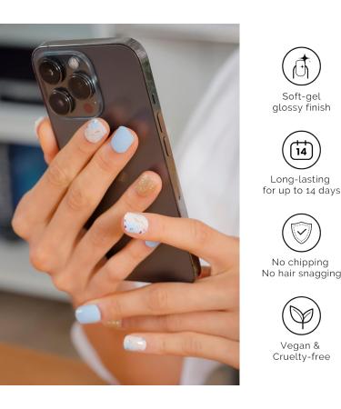 NAILOG Semi Cured Gel Nail Strips - Salon-Quality Long Lasting Nail Stickers - Vintage Print & Silver Glitter - 34pcs - Buy Online on SooperMarket.com
