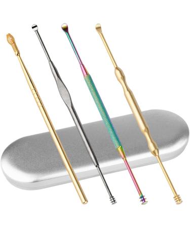 Stainless Steel Ear Cleaner Set - 4 Pcs Spiral Ear Picks for Earwax Removal - Assorted Colors - 12x0.5cm - 3 Sets - Buy Online on SooperMarket.com