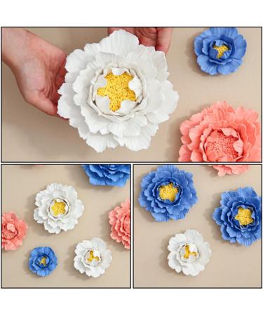 ORFOFE Wall Flower Sculpture 1Pc peony flower wall decoration home decoration Ceramic wall art Ceramic Flower Flower Wall White 7x7cm - Buy Online on SooperMarket.com
