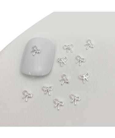 3D Metal Nail Nail Embellishments 20pcs Bowknot Nail Decorations For Individual Styles Nail Embellishments 01 silver