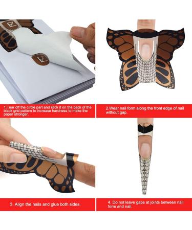 100pcs Pro Butterfly Square Nail Forms for C Curve Acrylic UV Gel Nails - Nail Extension Tool for Builder Nails - Nail Art Stickers Dispenser - HJ-NTF038 - Buy Online on SooperMarket.com