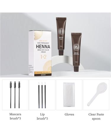 Eyebrow Tint Kit Brown Hen-na Semi-Permanent Professional Brow Tint Kit Long-Lasting and Safe Results Eyebrow Dye DONG RHYME Multi-Purpose Eyelash Tint Kit Easy to Use at Home - Buy Online on SooperMarket.com