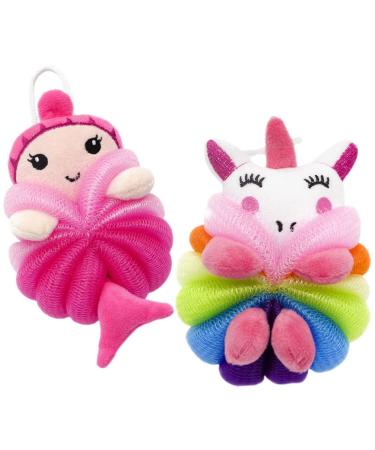 Kisangel Bath Cleaning Scrubbers 2pcs Children's Bath Ball Baby Tool or Cute Bath Exfoliating Scrubbers
