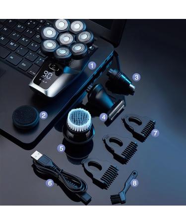 6-in-1 8D Bald Head Shaver for Men | Electric Razor with LED Display | Portable & Multifunctional Head Shavers - Buy Online on SooperMarket.com