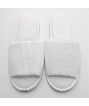 Travelwell 12 Pairs Open Toe Terry Spa Slippers - Bulk Hotel Unisex White Slippers - Buy Online on SooperMarket.com