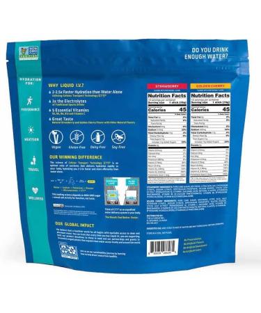 Liquid I.V Hydration Multiplier Drink Mix - 30 Individual Stick Packets - Variety Flavors Golden Cherry and Strawberry - 480 Grams - Buy Online on SooperMarket.com