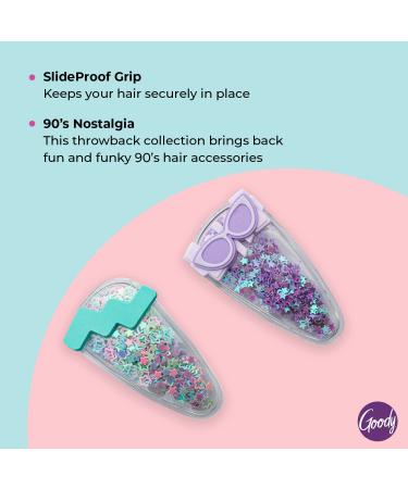 Goody Kids Slideproof Hair Snap Clips - Nostalgia Glitter (2 Count) | Hinge Clips for All Hair Types - Pain-Free Accessories for Women and Girls - Buy Online on SooperMarket.com
