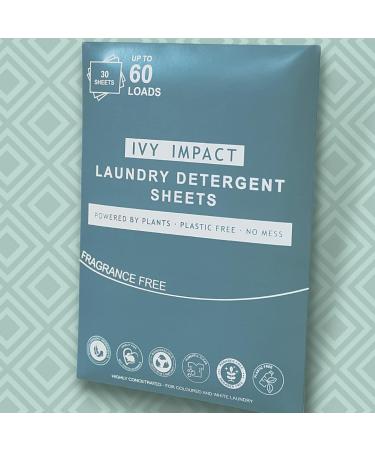 IVY IMPACT Laundry Detergent Sheets Strips | Ultra-Concentrated | Eco-Friendly | Sensitive Skin | Suitable for Machine and Hand Washing | Up to 60 Loads | Scent: Fragrance Free Unscented - Buy Online on SooperMarket.com