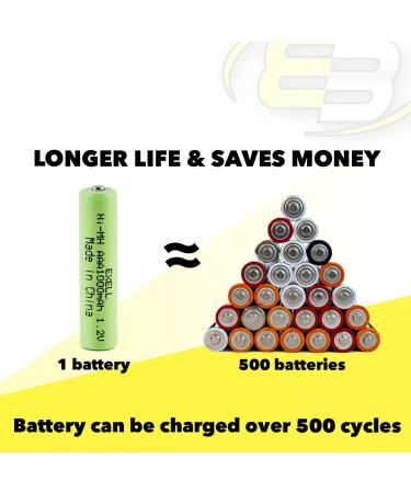 Exell 1.2V NiMH AAA Rechargeable Button-Top Battery 1000 mAh Replacement for Electric Razor & Toothbrush International Shipping Available - Buy Online on SooperMarket.com