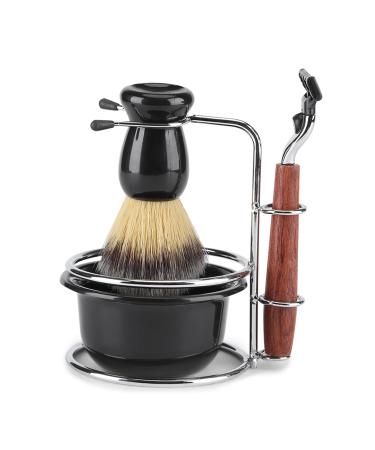 Bordstract 4-part shaving set shaving brush set made of stainless steel stand holder brush shell shaving set for husband father or friend