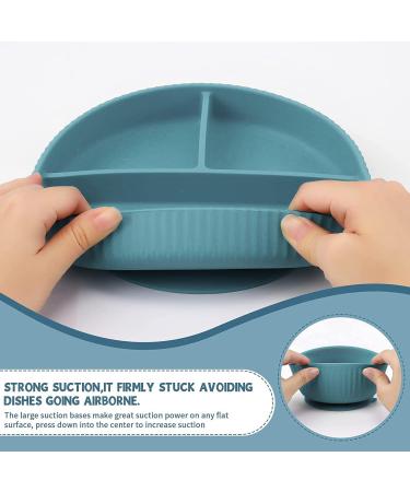 Baby Feeding Set: Silicone Bib, Suction Bowl, Spoon, Fork - Grey | Toddler Utensils for Baby Led Weaning (6 Months+) - Buy Online on SooperMarket.com