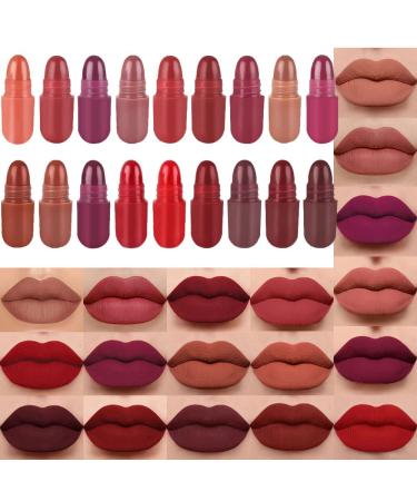 18Pcs Capsule Pills Lipstick Mini Matte Lipstick Sets for Women Long Lasting labiales mate 24 horas originales,DNM Nude Red Permanent Stay on Matte Lipstick 24 Hours and Lip Liner Set Pack Makeup Kit 18 Count (Pack of 1) S