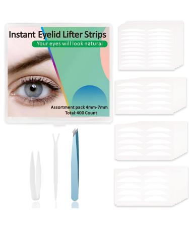 Eyelid Tape 400 Count Eyelid Lifter Strips Eyelid Tape for Hooded Eyes Invisible Droopy Lids Double Eyelid Tape Sticker for Uneven Mono-Eyelids(4mm - 7mm)