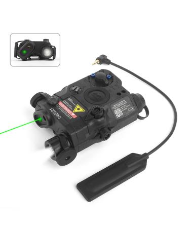NOBUHIRO Airsoft PEQ 15 Laser Sights, IR Laser + Green Laser + White LED Flashlight + White LED & Green Laser 4 Modes, Plastic PEQ Box Aiming Laser with Tactical Pressure Switch Black