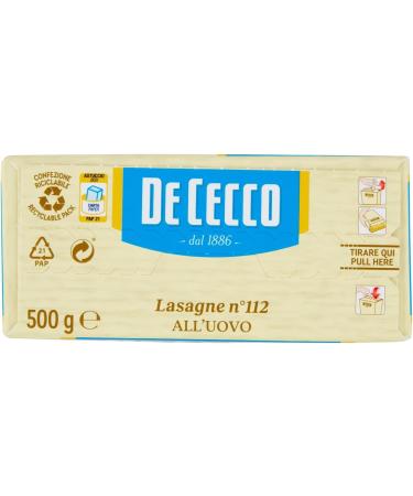 De Cecco Lasagna All'uovo n.112 (500g) - Authentic Italian Pasta for Delicious Homemade Lasagna - Buy Online on SooperMarket.com