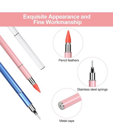 Omsscun 3 Pcs Rhinestone Picker Tool Dual-Ended Rhinestone Pen Rhinestone Applicator Gem Pick up Tool with Wax and Stainless Steel Heads for DIY Nail Art Diamond Painting (White + Pink + Blue) - Buy Online on SooperMarket.com