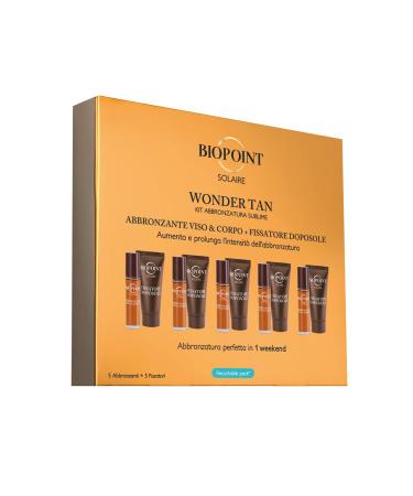 Biopoint Solaire Wonder Tan Sublime Tan Kit: Face & Body Bronzer + After Sun Fixer 1 Pack of 5 Bronzers (10ml x 5) and 5 Fixers (20ml x 5)