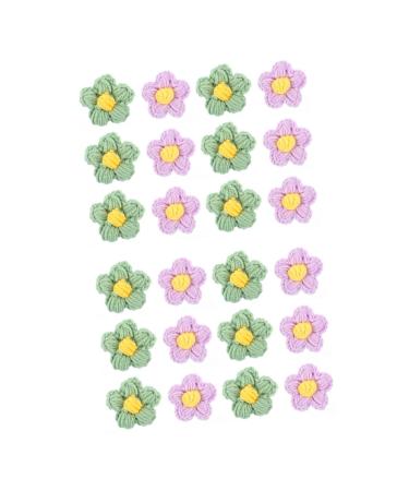 EXCEART 2pcs 1 12pcs Clothing Accessories Knitted Flower Charm Child Crochet Hair Accessories Yarn Purple Greenx2pcs 5X5X1CMx2pcs