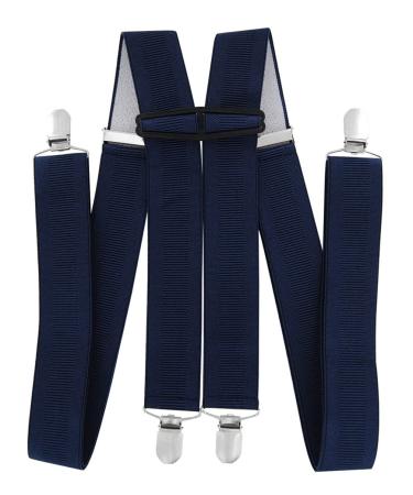 axy Men's Suspenders 4 Sturdy Clips H-Shape 3.5cm Wide Adjustable and Elastic High Quality HTB35 Black Blue