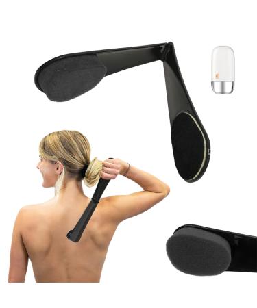 Back Applicator Long Handle Lotion Applicator for Back Portable Travel Self Sunscreen Applicator with Long Reach Folding Handle for Elderly Women (Black) cream applicator
