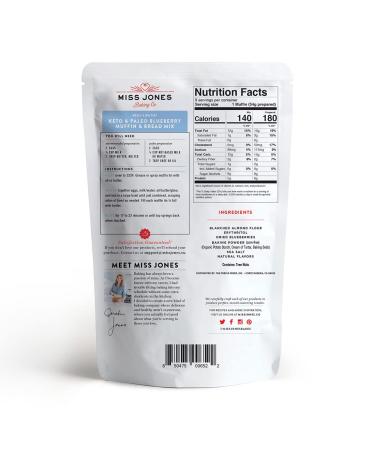 Miss Jones Baking Keto Blueberry Muffin Mix - Gluten Free, Low Carb, No Sugar Added - 10.57 oz - Diabetic, Atkins, WW, and Paleo Friendly - Buy Online on SooperMarket.com