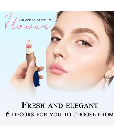 6 PCS pH Color Changing Lipstick - Crystal Flower Jelly Lip Balm for All Skin Tones | Soft Tint & Shimmer Effect (Pink) - Shop Internationally - Buy Online on SooperMarket.com