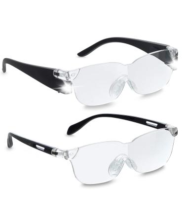 Hands Free Magnifying Glasses with Light by Zoom Vision, 160% Magnification and Dual LED Lights, Includes Non Lighted Magnifying Glasses for Reading, Close Work and Crafts
