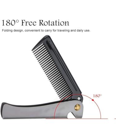 Folding Stainless Steel Beard Comb with Round Teeth - Pocket Size for Household, Barber & Salon Use (2#) - Buy Online on SooperMarket.com