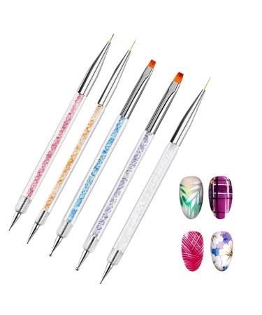 5 PCs nail design brush nail art brush set nail art liner brush nail art dotting puncture drawing brush pen UV gel and acrylic finger nails nailart manicure pen nail accessories ... multicolored