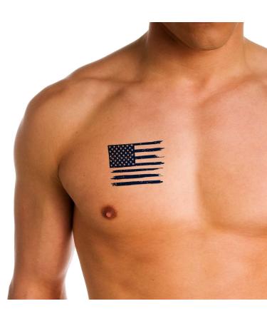 USA Distressed Flag Temporary Tattoo - Long Lasting Semi-Permanent Ink for Men and Women - Patriotic Symbol in Navy Blue - Includes 4 Sheets - Buy Online on SooperMarket.com