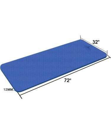 Hatha Yoga Extra Thick TPE Yoga Mat - 72 x 32 - 1/2 Thickness - Eco Friendly SGS Certified - High Density Anti-Tear Bolster - Blue - Buy Online on SooperMarket.com