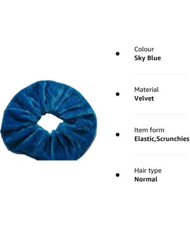 AADYA Pair of Extra Large (15CM) Velvet Hair SCRUNCHIES Elastic Scrunchy Hair BOBBLES (Sky Blue) Blue Sky - Buy Online on SooperMarket.com