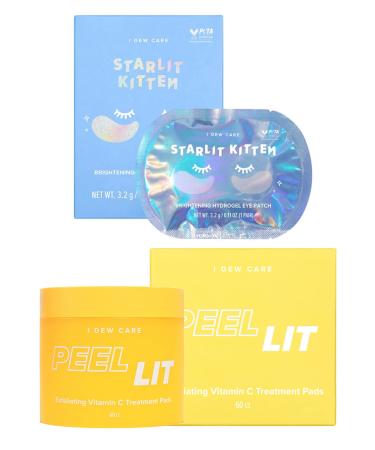 I DEW CARE Hydrogel Eye Patch - Starlit Kitten 5 EA + Face Peel Pads - Peel Lit 60 Count Bundle