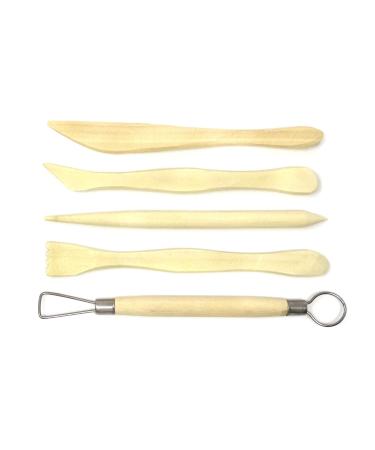 Honbay 5-Piece Wooden Mini Modeling Tools Clay Sculpture Tools for Cutting, Carving and Smoothing