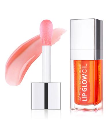 SBHEANGBA Moisturizing Lip Oil No-Sticky Lip Gloss Tinted Lip Balm Lip Care Long Lasting Clear Liquid Lipsticks Plump Lip Glow Oil For Dry Lip's Moisturizing Hydrating And Nourishing Pack of 1 02# Coral