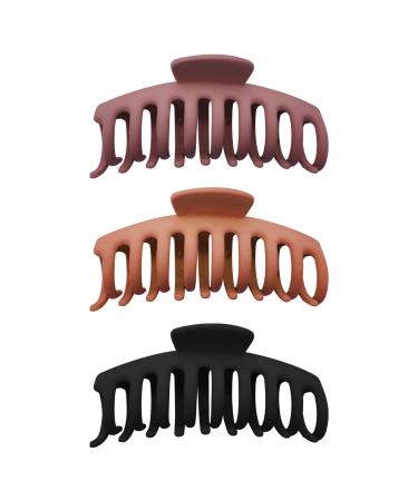 MJIYA Hair Claw Clips Hair Accessories for Women Strong Hold Large Hair Clip (Matte Black+Orange+Purple)