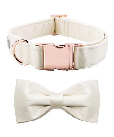 Lionet Paw's dog collar with fly - comfortable silk white wedding dog collar with removable fly for small dogs neck 25-40cm s (1 Pack) white