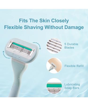 DreamGenius 5-Blade Women's Razors for Sensitive Skin - Includes 1 Handle and 5 Refills - Buy Online on SooperMarket.com